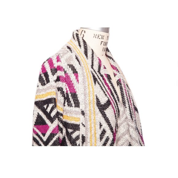 LUCKY BRAND Intarsia Open Drape Cardigan Sweater M - Picture 7 of 11